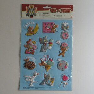 Tom and Jerry 3D Stickers One Sheet Plastic Die Cut 12 Stickers NEW & Sealed
